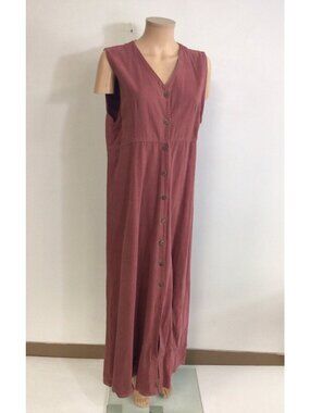 Vintage 90’s Cottagecore Pink Maxi Dress Sleeveless Prairie Picnic Womens Large